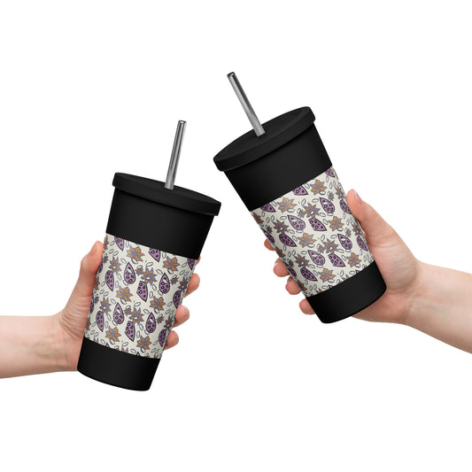 Insulated tumbler with a straw