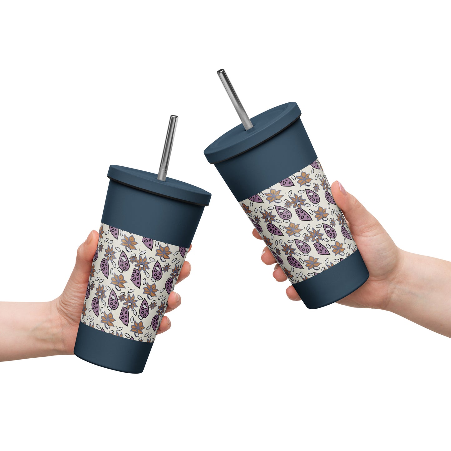 Insulated tumbler with a straw